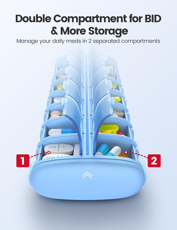 Vaydeer Metal 7 Day Pill Organizer 2 Times a Day – AM PM Weekly Travel Pill Case - Image 3