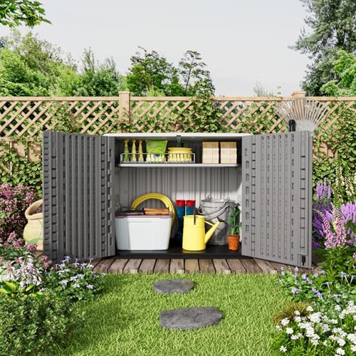 Mrosaa Outdoor Storage Shed Waterproof, Horizontal Outdoor Storage