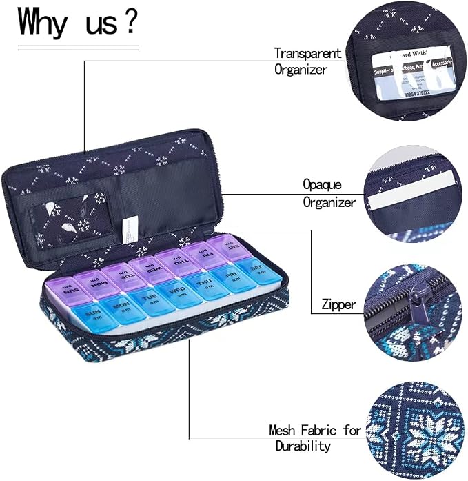 Weekly Pill Organizer 2 Times a Day, Zumd Pill Box 7 Day - Image 3