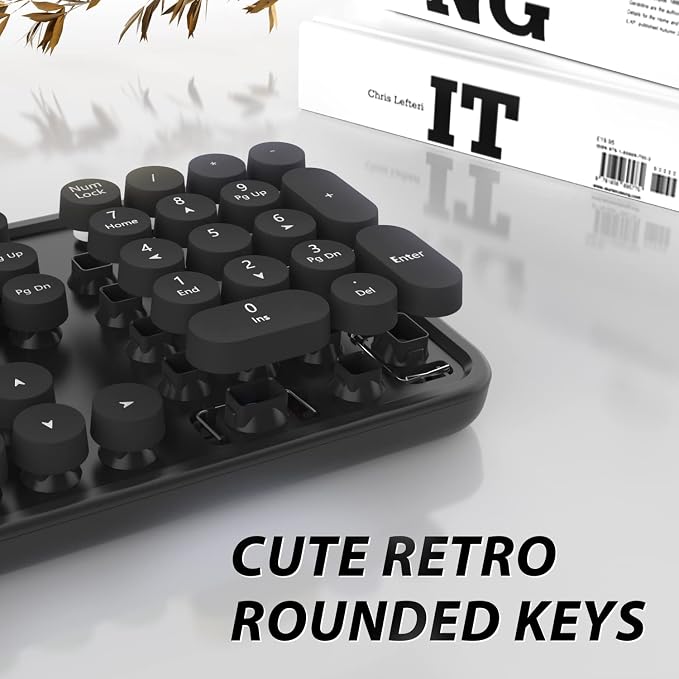 Wireless Keyboard and Mouse, KOOTOP Cute Black Keyboard and Mouse, 2.4G - Image 2