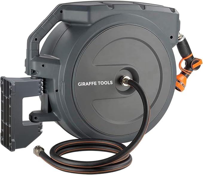 Giraffe Tools AW405/8MB Retractable Garden Hose Reel 5/8" x 90 ft PRO Metal by GiraffeTools