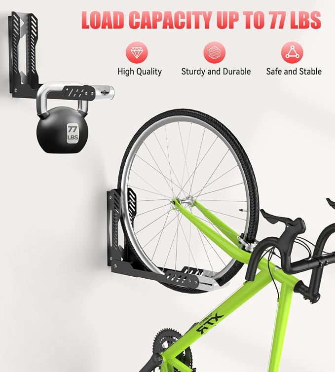 Swivel Bike Wall Mount, Space Saving Bike Rack Garage, No Heavy Lifting - Image 4