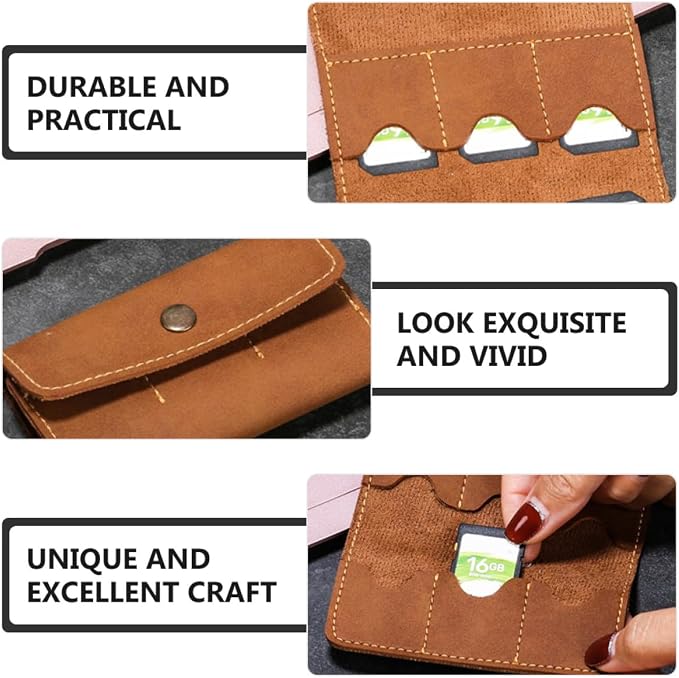 DOITOOL 2pcs Retro PU Memory Card Case Holder Organizer Secure Snap Closure - Image 3