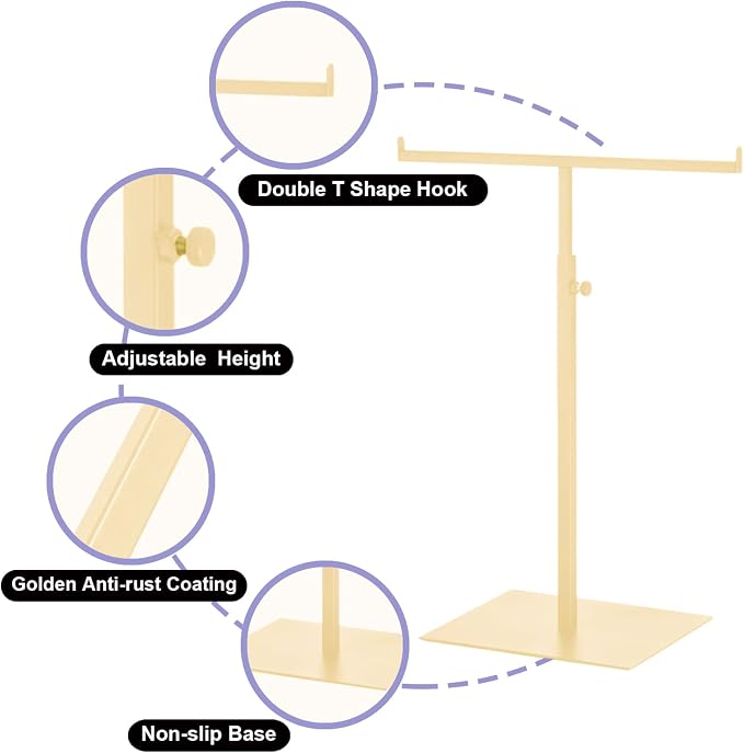 Purse Display Stand T Shaped, Countertop Jewelry/Scarf/Handbag T-Bar Display - Image 4