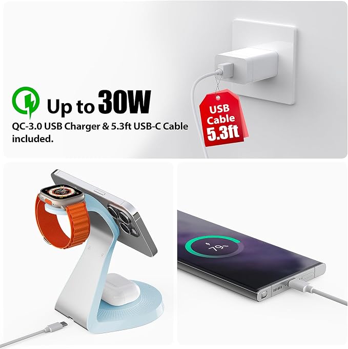 3 in 1 Charging Station for Apple Devices, Mag-Safe Charger Stand Fast Charging - Image 4