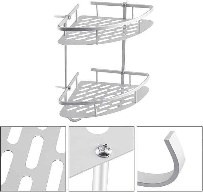 flexman Corner Shower Caddy, Simple Aluminum Bathroom Shower Shelves, Shower - Image 3