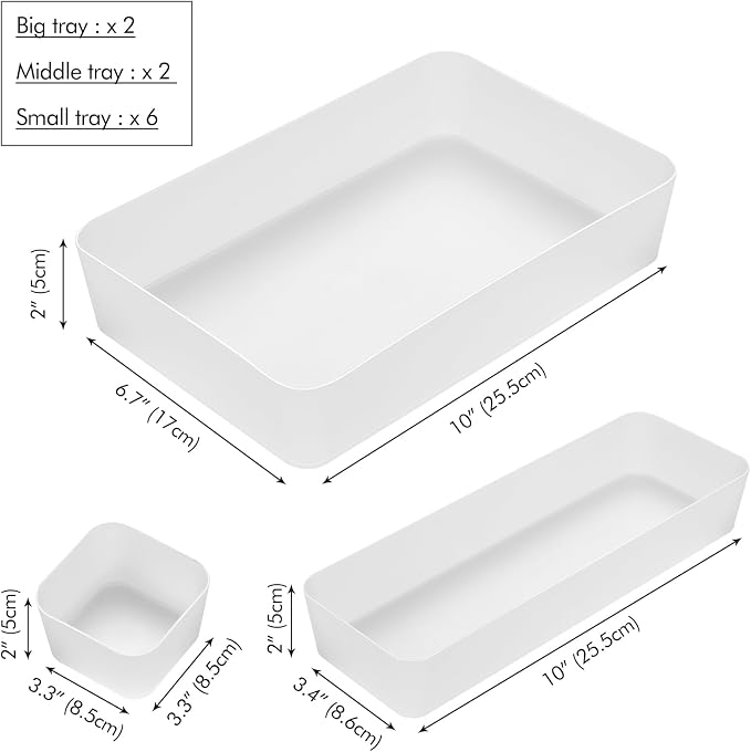 Poeland 10 Pcs Drawer Organizer Tray Storage Box - Image 5