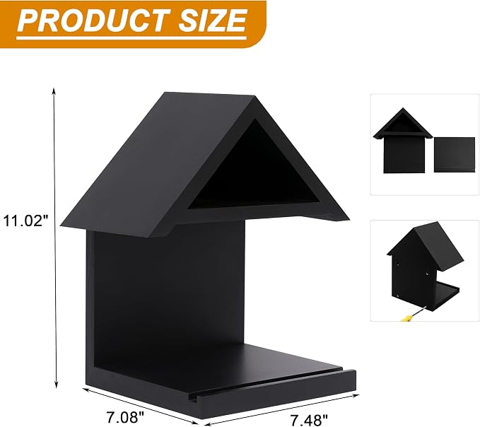 Wall Mounted Wood Bookcase, Small Bedside Bookshelf, Wooden Triangle Nightstand - Image 2