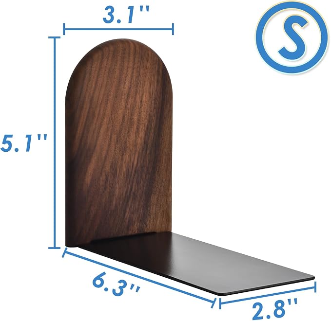Book Ends, Sturdy Wooden Bookends - Image 7