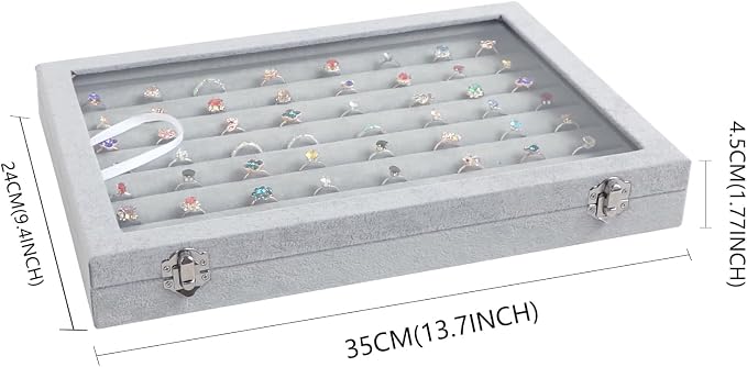 Wudygirl 7 Slot Ring Holder Velvet Jewelry Organizer Jewelry Tray - Image 6