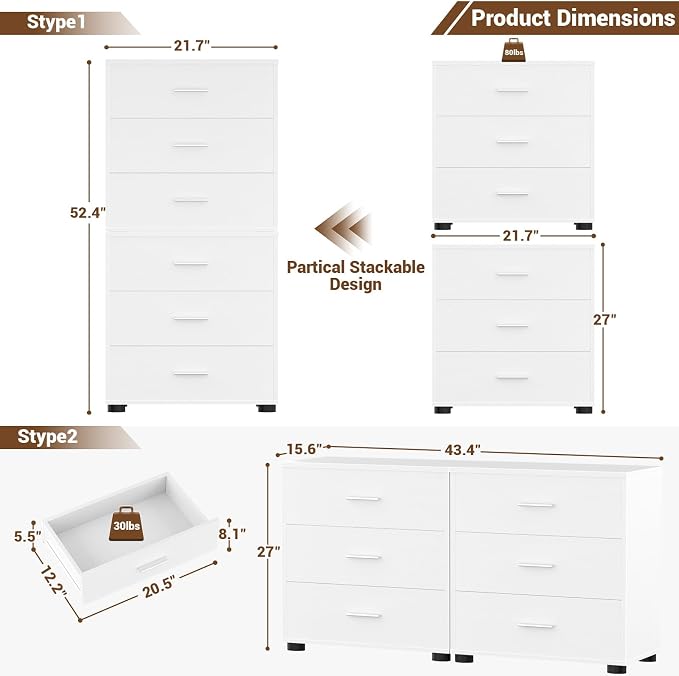 Aheaplus Closet Drawers Set of 2, Wood Closet Organizers and Storage - Image 8
