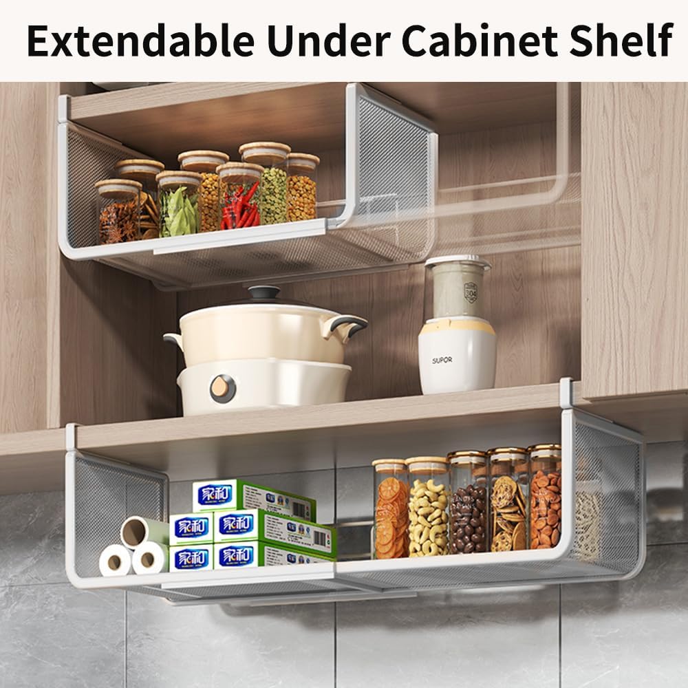 Expandable Under Shelf Basket Organizer, Under Shelf Storage, Hanging