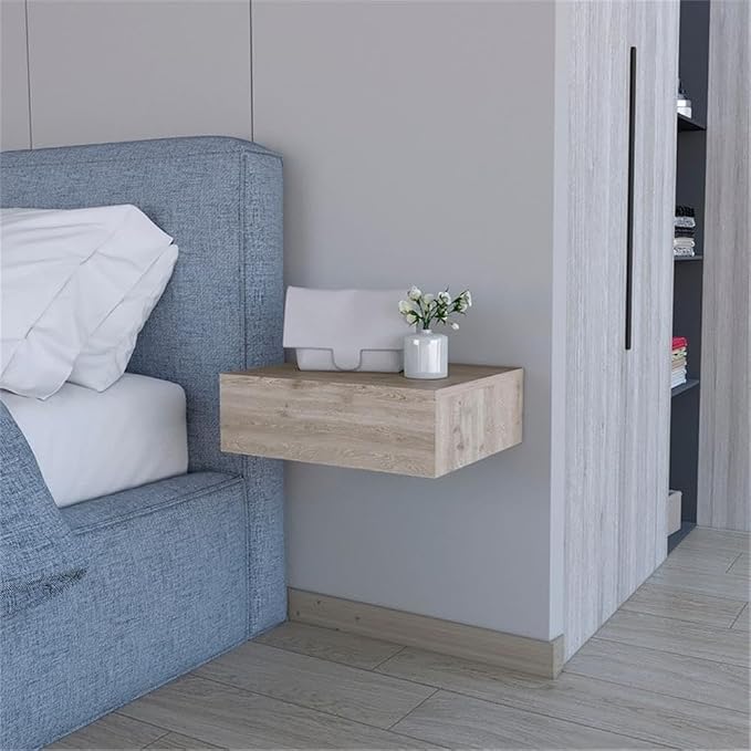 Vienna 1-Drawer Manufactured Wood Floating Nightstand, Light Gray - Image 7