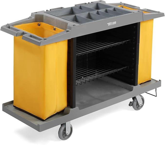 Premium Hotel & Housekeeping Cart on Wheels, 154LBS Multifunctional Commercial by LEADZM