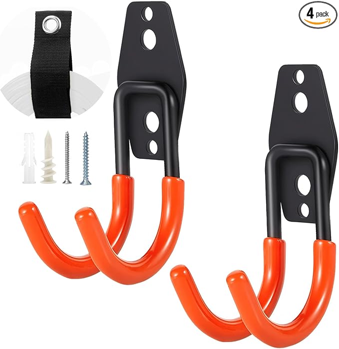 Heavy Duty Garage Storage Hooks, 4 Pack Utility Steel Garage Tool Organizer by Unknown