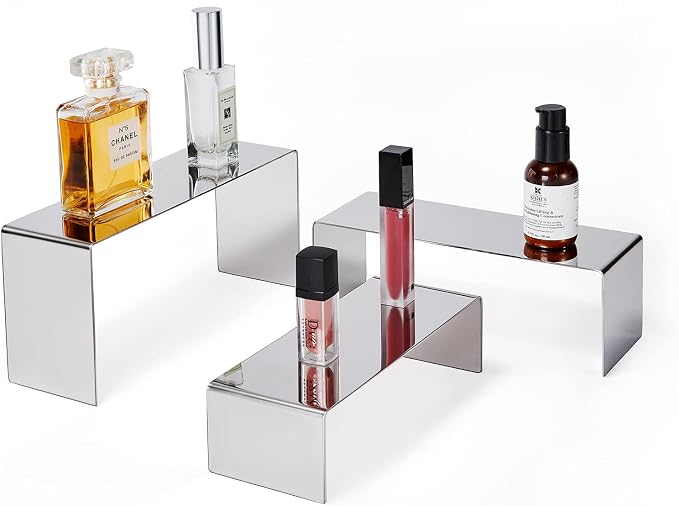 Purse Display Stand, 3 Silver Risers Display Stands Stainless Steel, Heavy Duty - Image 5