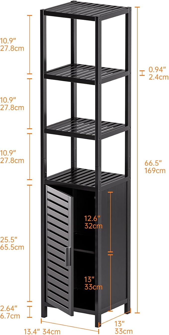 HITNET Bathroom Cabinet Freestanding, Tall Slim Bamboo Storage Cabinet - Image 3