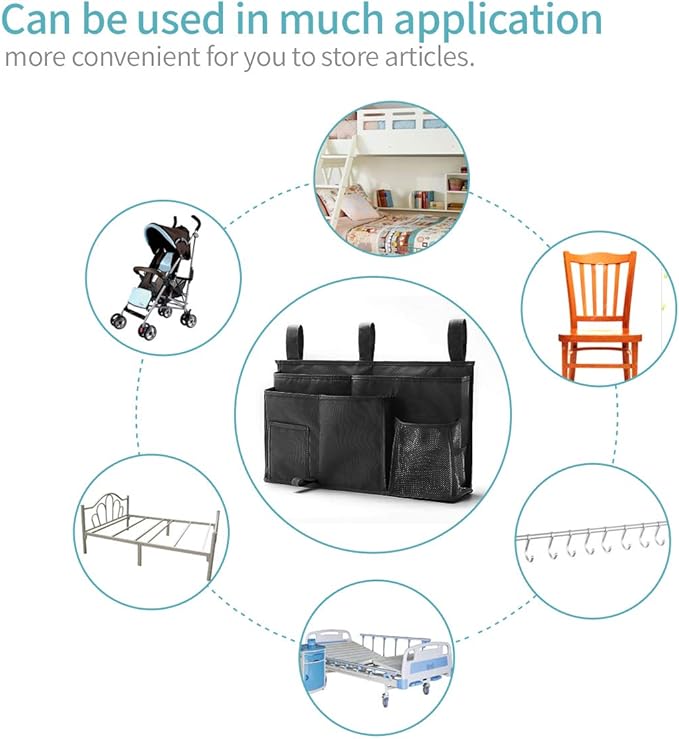 Bseash Bunk Bed Organizer, Bedside Caddy Hanging Bed Organizer Storage Bag 8 - Image 5