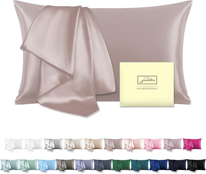 Mulberry Silk Pillowcase for Hair and Skin Standard Size 20"X 26" Pillow Case by Suatien