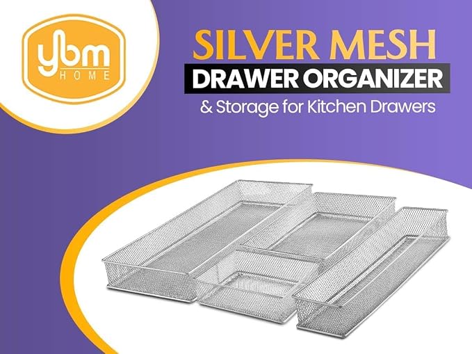 YBM HOME Silver Mesh Drawer Cabinet and or Shelf Organizer Bins, School Supply - Image 3