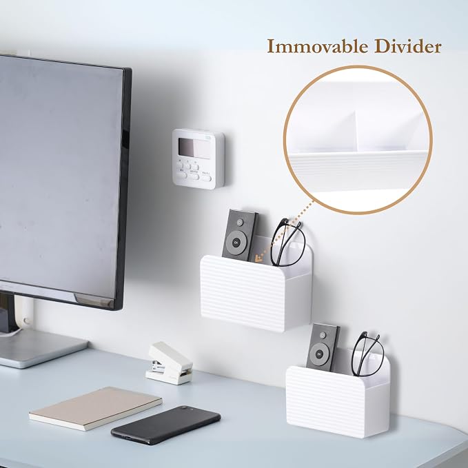 LINFIDITE 2 Pack Adhesive TV Remote Control Holder Wall Mount TV Remote Holder - Image 9