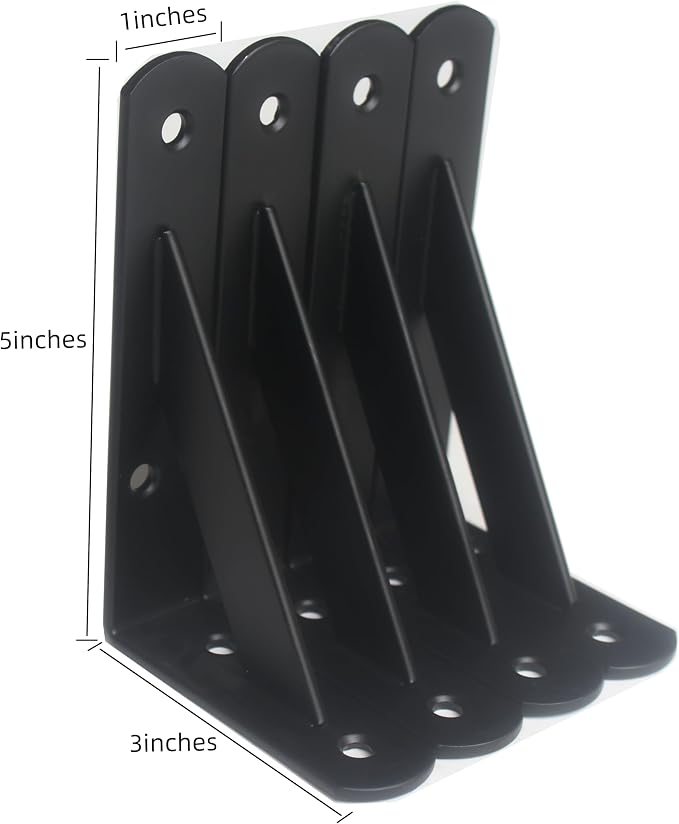 8 Pack L5 x H 3" Black Heavy Duty Shelf Brackets - Image 2
