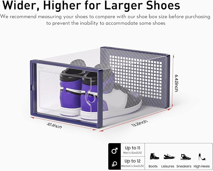 Kuject X-Large Shoe Storage Boxes Organizers Clear Plastic Stackable 12 Pack - Image 2