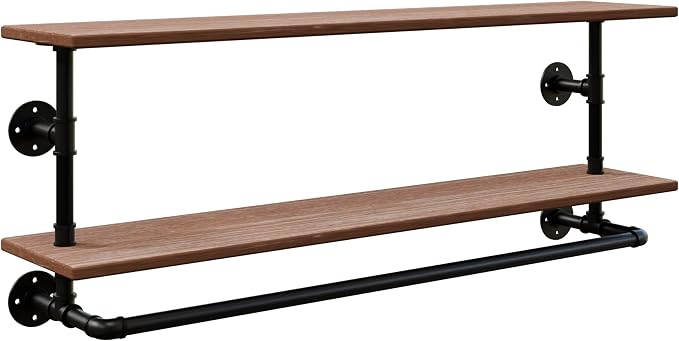 Clothes Rack 42in, 2 Tier Wall Mounted Garment Rack - Image 6