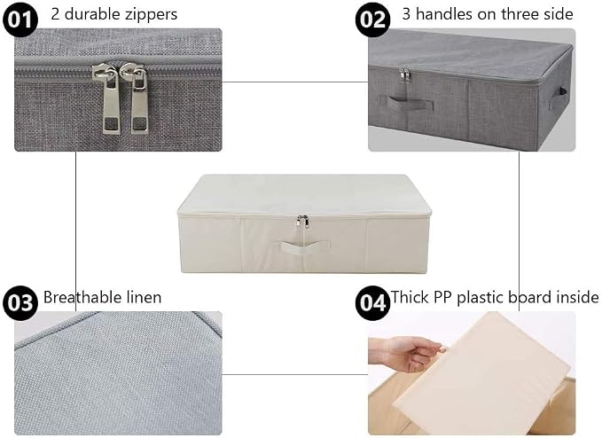 iwill CREATE PRO 3Pcs Collapsible Rigid Underbed Storage Bins, 27.5 * 15.7 * 7" - Image 4