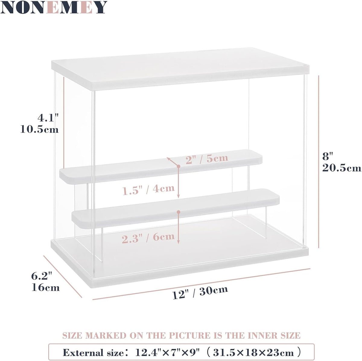 NONEMEY LED Acrylic Display Case, 3 Tier Display Case with RGB Lights