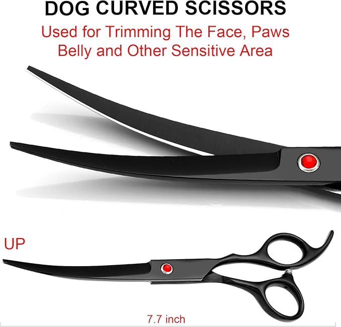 Professional Dog Grooming Scissors Kit Black 6 in 1, Dog Shears - Image 3
