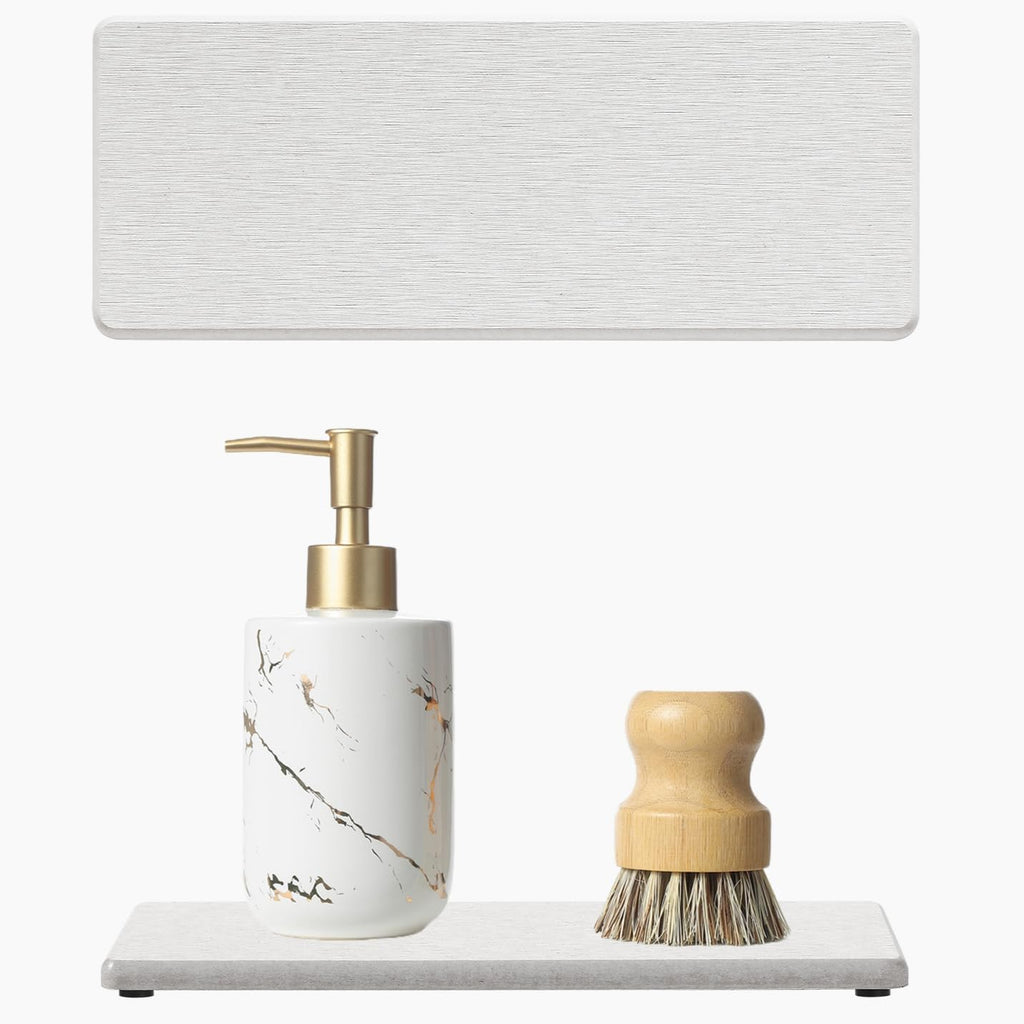 2PCS Beige Bathroom Sink Vanity Trays, Water Absorbing Diatomite Stone