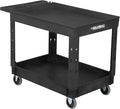 Global Industrial Industrial Service & Utility Cart, Plastic 2 Tray Black Shelf by GlobalIndustrial