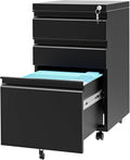 3 Drawer File Cabinet with Lock, Under Desk Metal Mobile Filing Cabinet with by Unknown