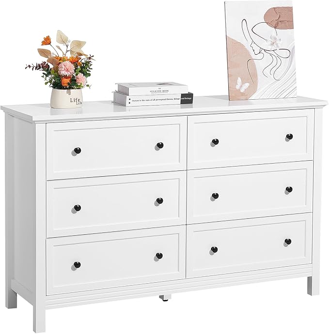 VEVOR 6 Drawer White Dresser, Wood Dresser Chest of Drawers by VEVOR