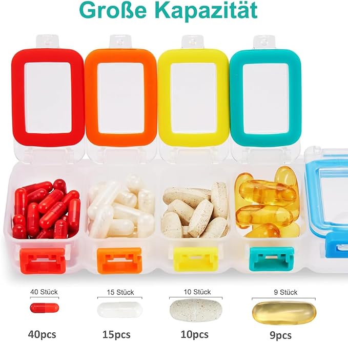 Fullicon Weekly Pill Organizer 7 Day Ultra Moisture and Spill Proof Daily Pill - Image 3