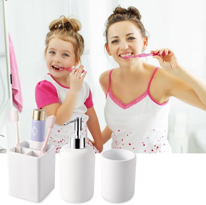 Resin 6 Pcs White Bathroom Set Complete - Image 4