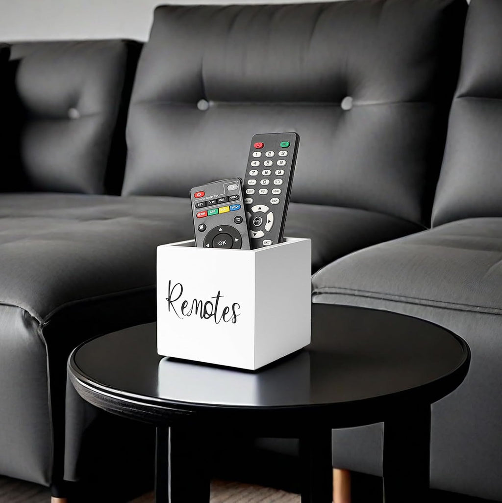 LBEMEY Wood Remote Control Holder, TV Remote Control Organizer for