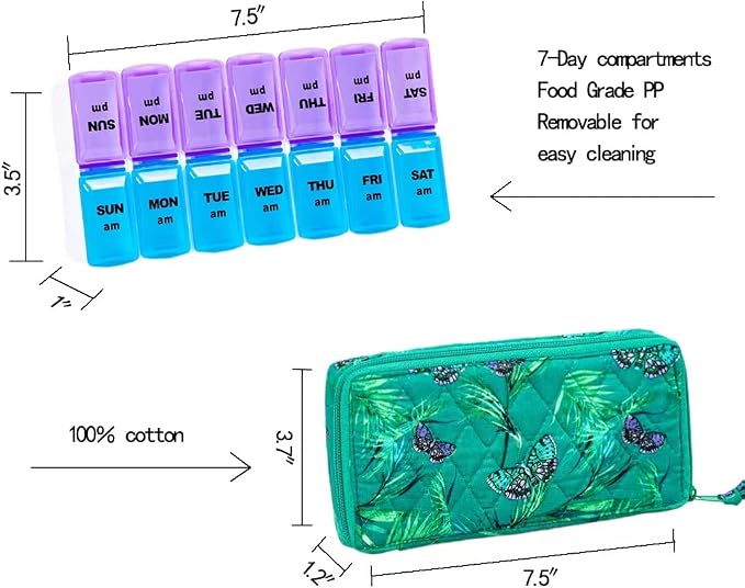 Weekly 7 Day Pill Organizer Case 2 Times a Day, Large Portable Pill Box 7 Day - Image 2