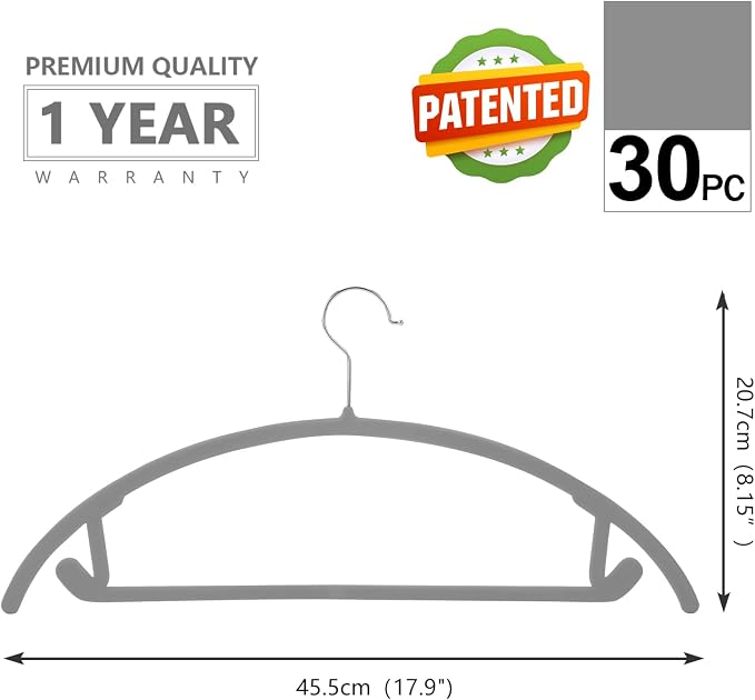 MIZGI Premium Velvet Hangers 30 Pack Heavyduty- Non Slip No Shoulder Bump Suit - Image 2