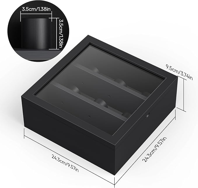 TJ.MOREE 9-Slot Watch Display Case, Wall Mount Wooden Watch Box, Vertical - Image 4