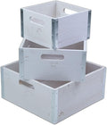 wald imports - Set of 3 Rustic Whitewash Wooden Crates by WaldImports