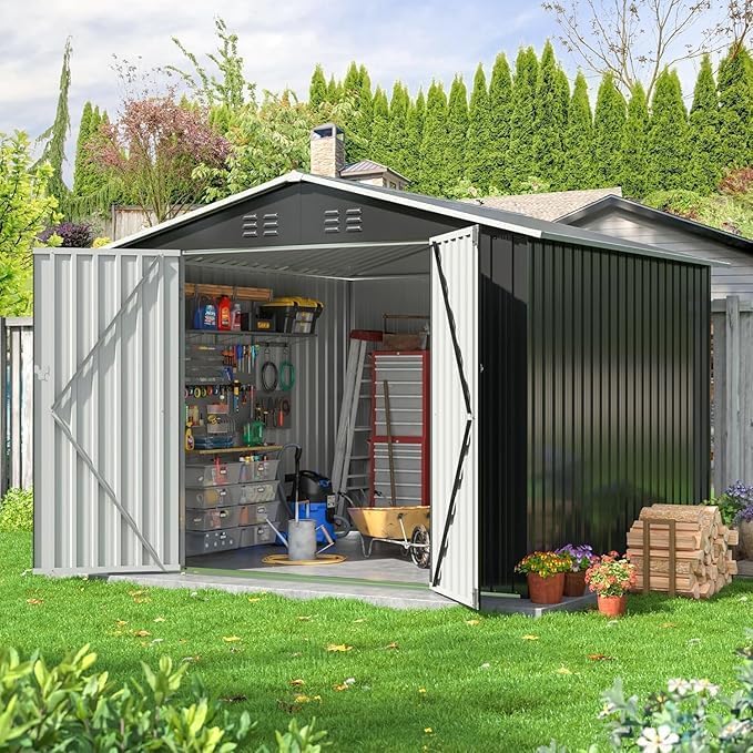 Polar Aurora 8x8 FT Outdoor Storage Shed, Metal Garden Shed by PolarAurora