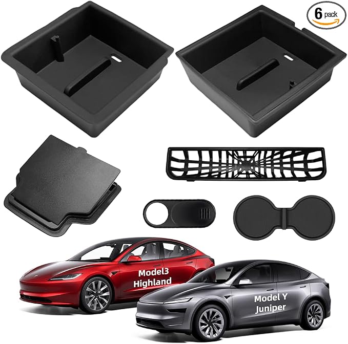 Tesla Model Y Juniper Center Console Organizer 6 PCS Silicone 2025 2026 New by YIEOKEI