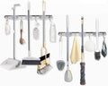 4 PCS Broom Holder Wall Mount with 3 Racks 4 Hooks, Stainless Steel