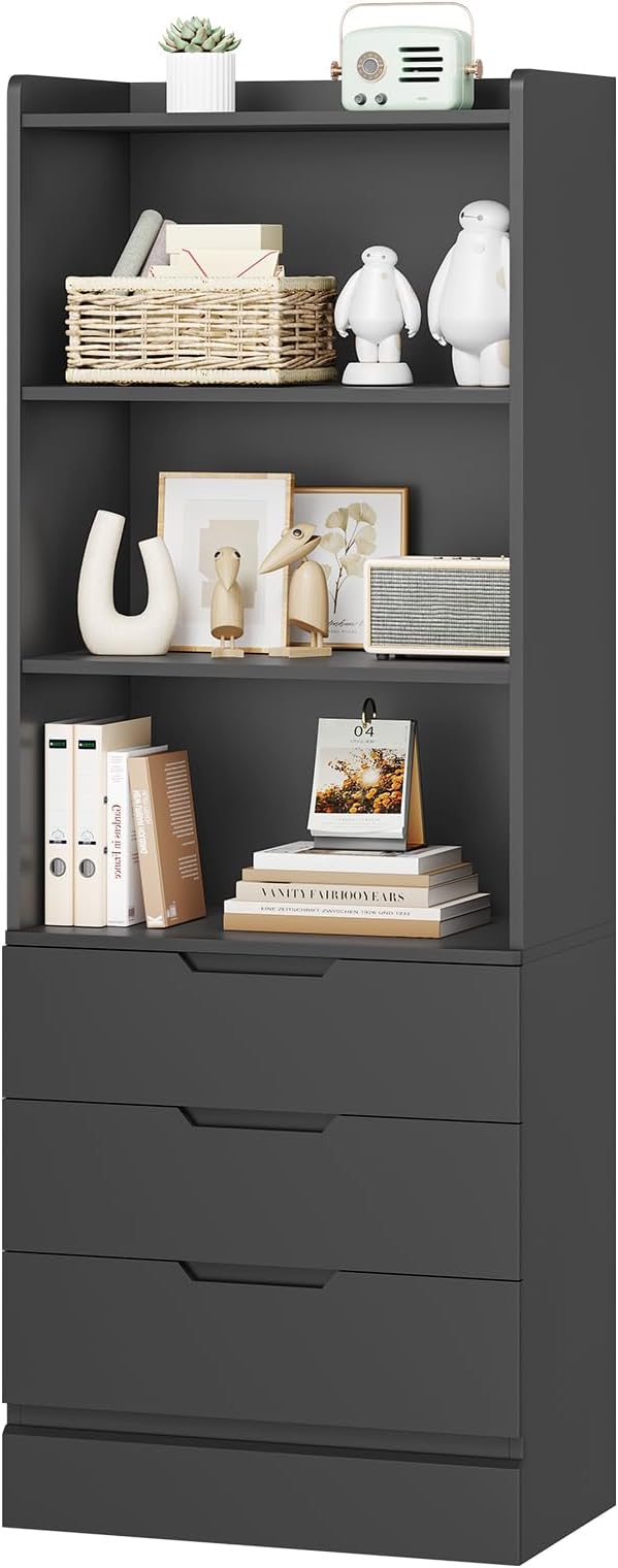 DICTAC Bookcase Set of 2 with 3 Drawers 73.23'' Bookshelf Storage Cabinets with - Image 9
