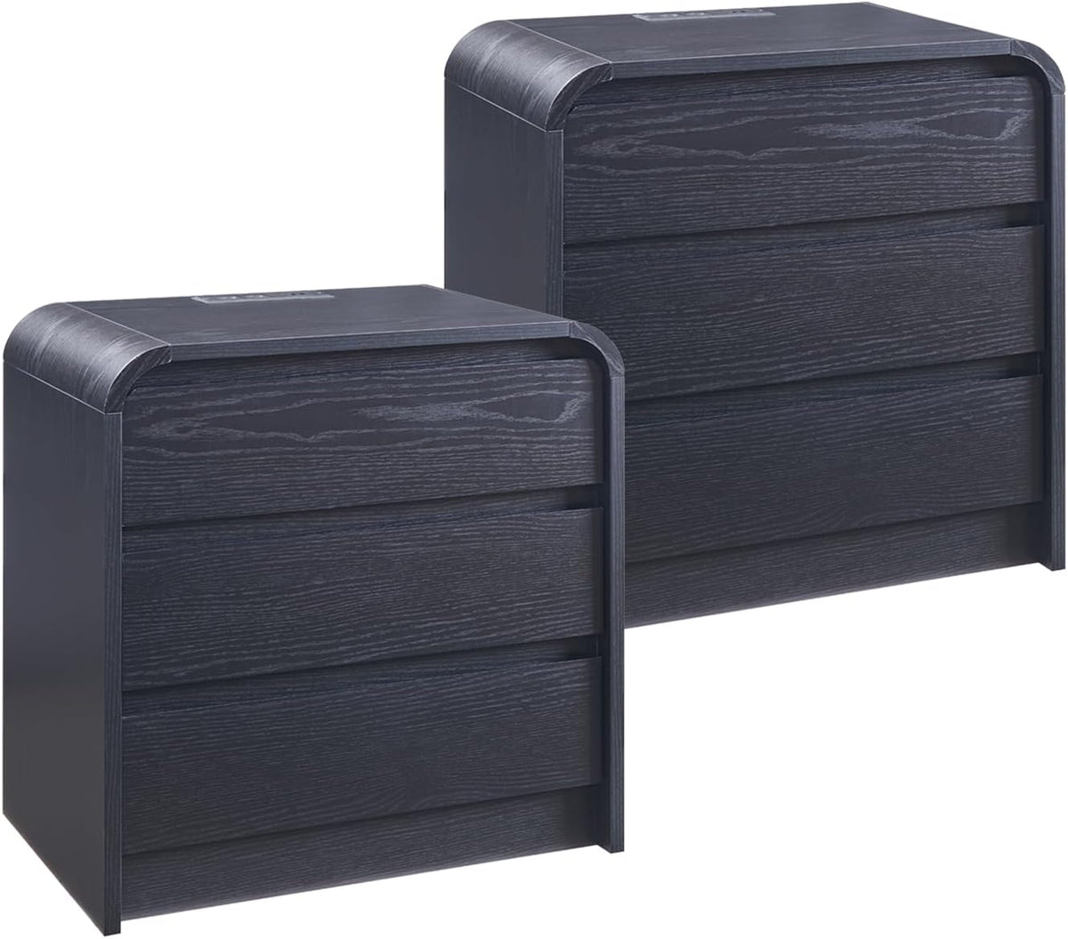 Aitjunz 25" Tall Modern Nightstand Set of 2, 3 Drawers Bedside Table