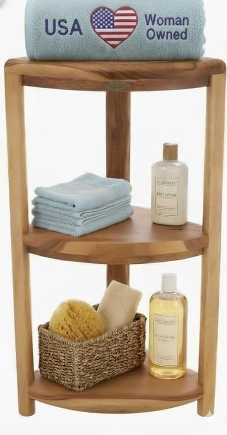 EcoDecors 3-Tier Shelf Waterproof Teak Wood Shower Shelf by EcoDecors
