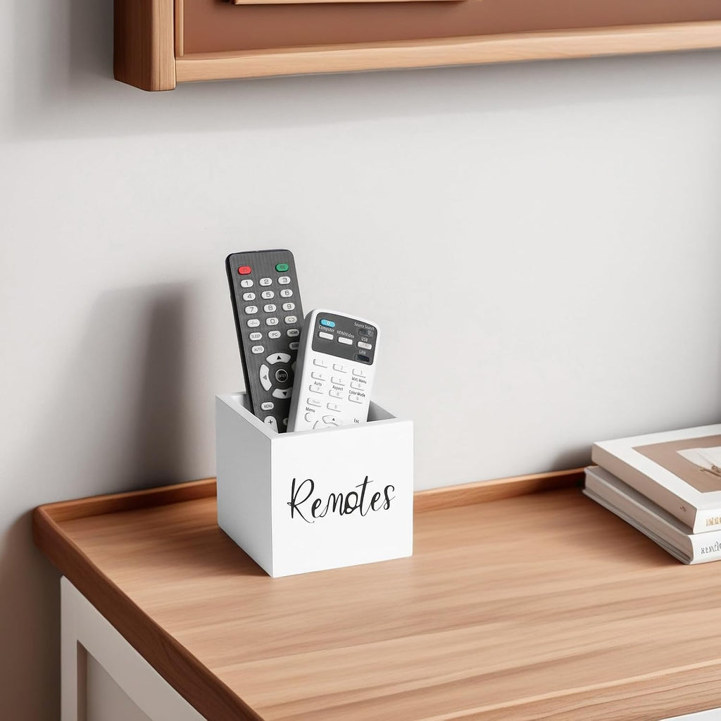 LBEMEY Wood Remote Control Holder, TV Remote Control Organizer for