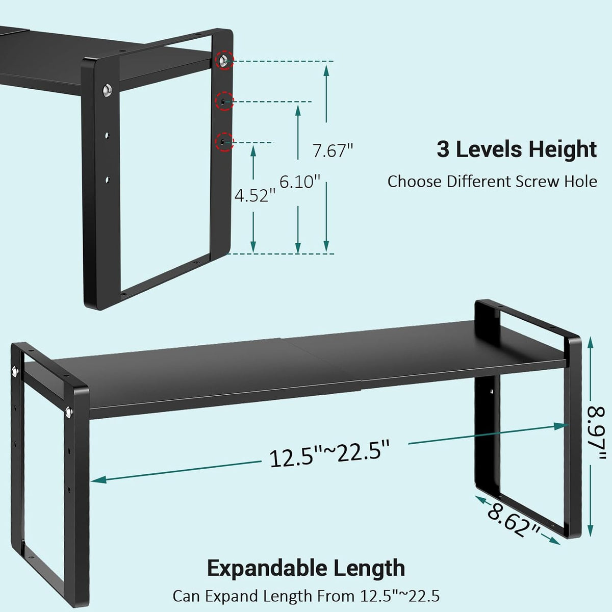 2 Pack Expandable Cabinet Organizer Shelves, 88lbs High Weight